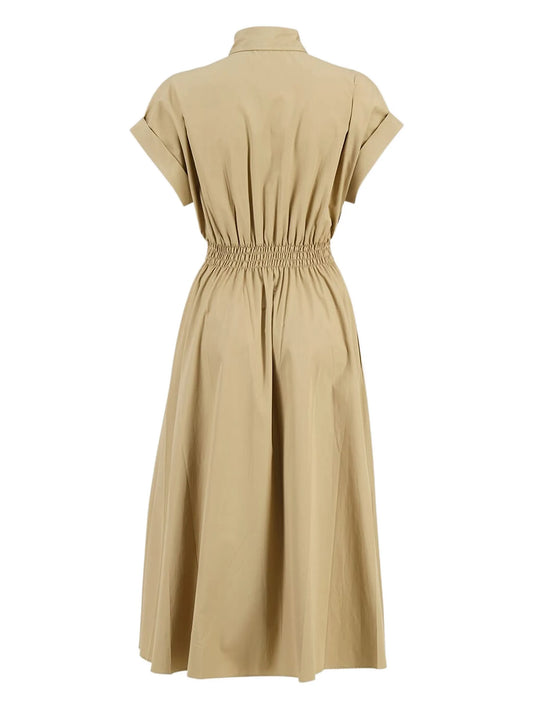 smocked waist shirt dress