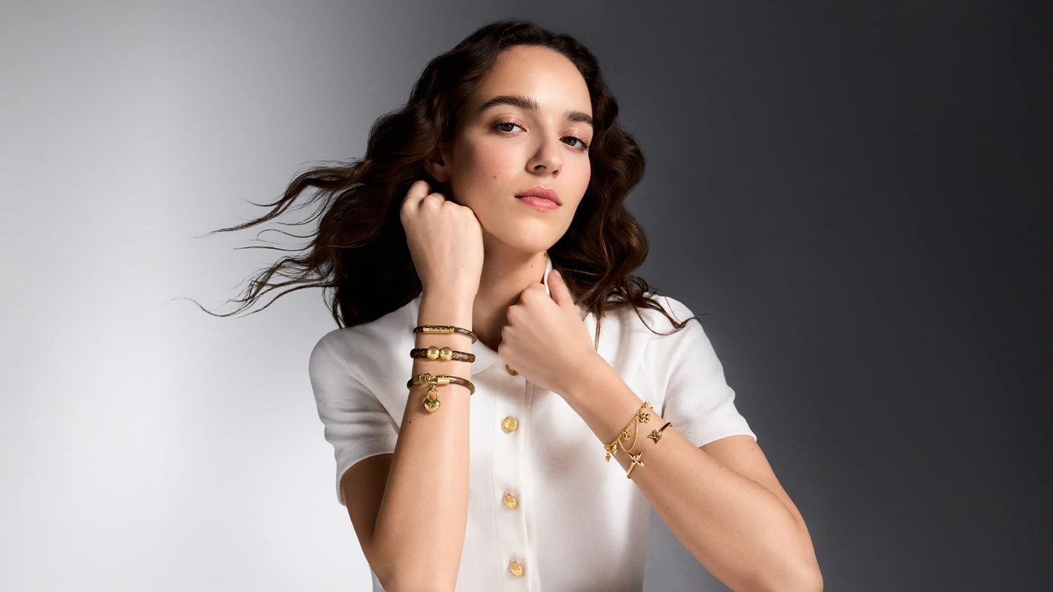 Monogram and leather bracelets