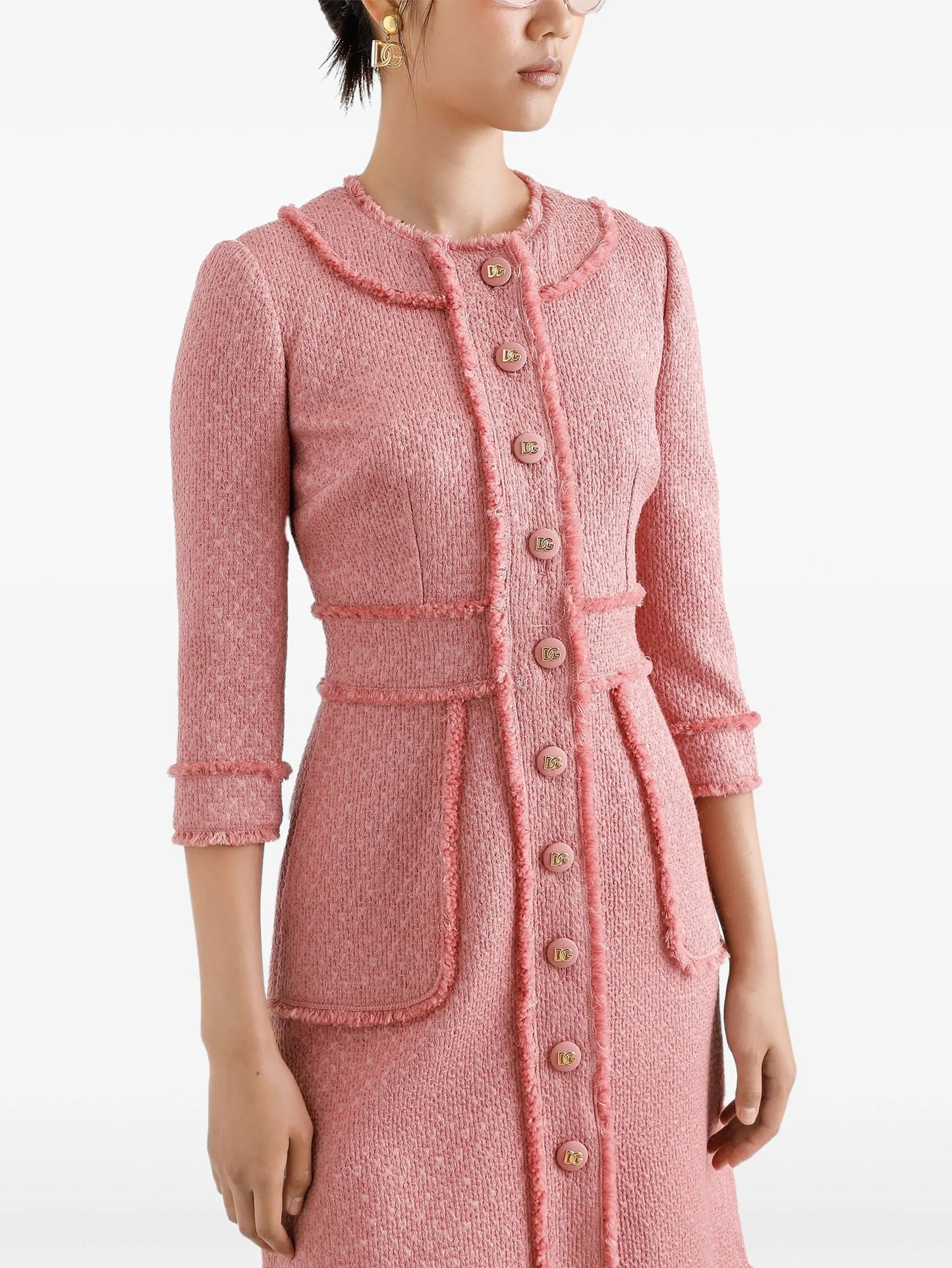 frayed-edge midi dress