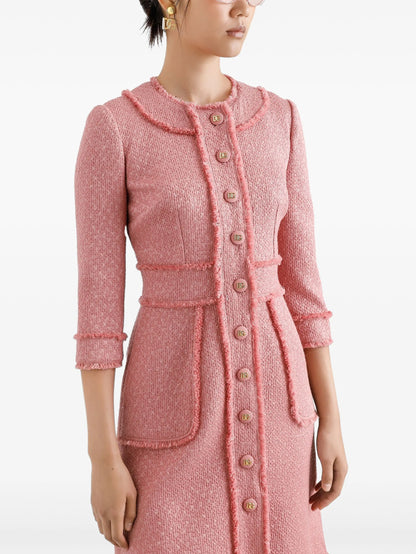 frayed-edge midi dress