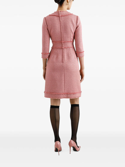 frayed-edge midi dress