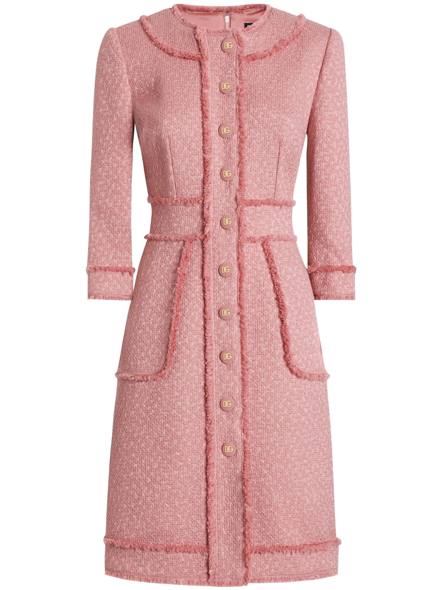 frayed-edge midi dress