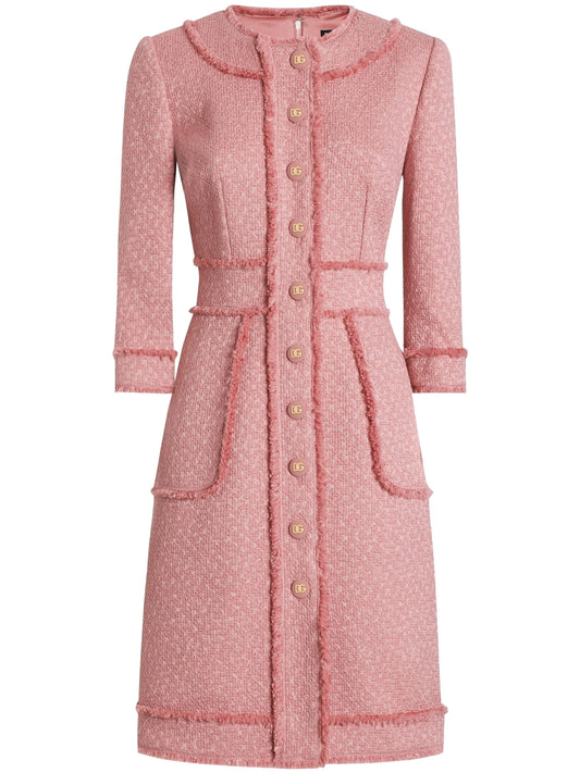 frayed-edge midi dress