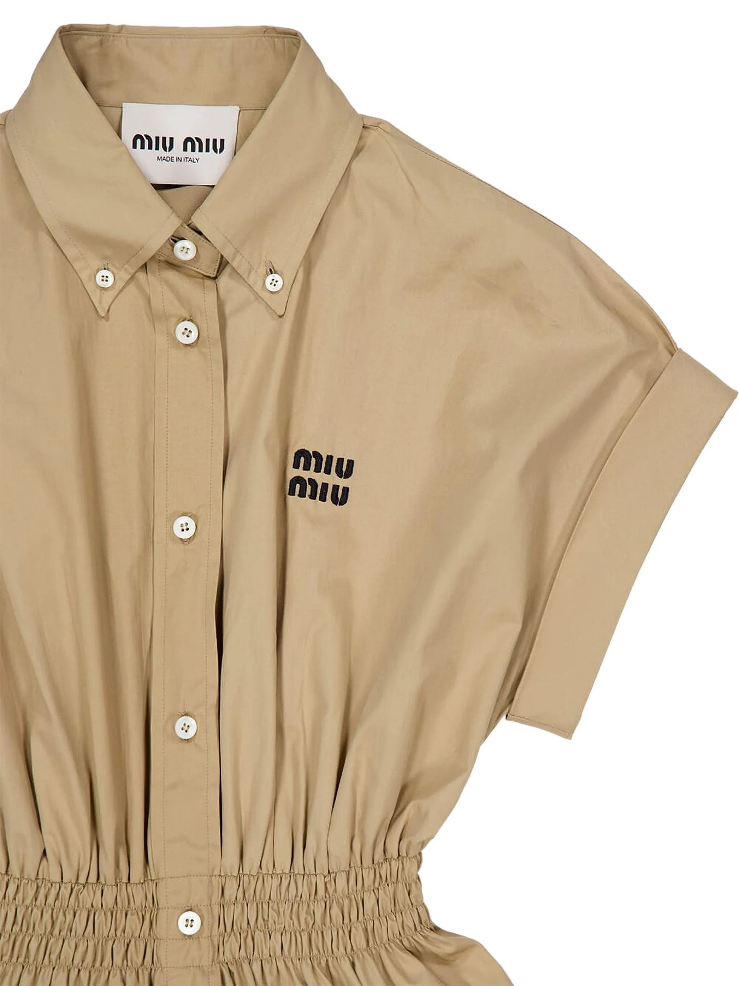 smocked waist shirt dress