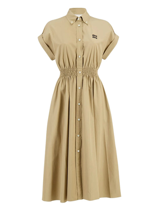 smocked waist shirt dress