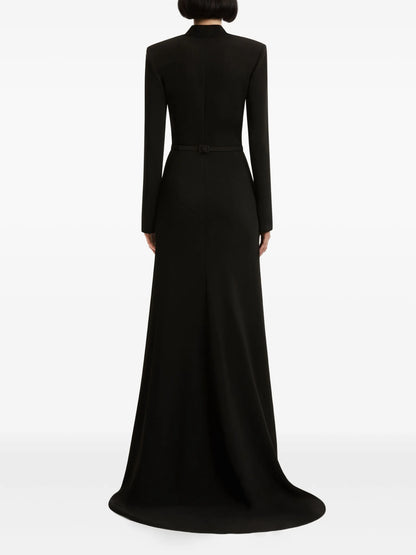 floral-embellished belted gown