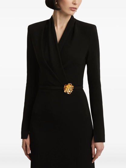 floral-embellished belted gown