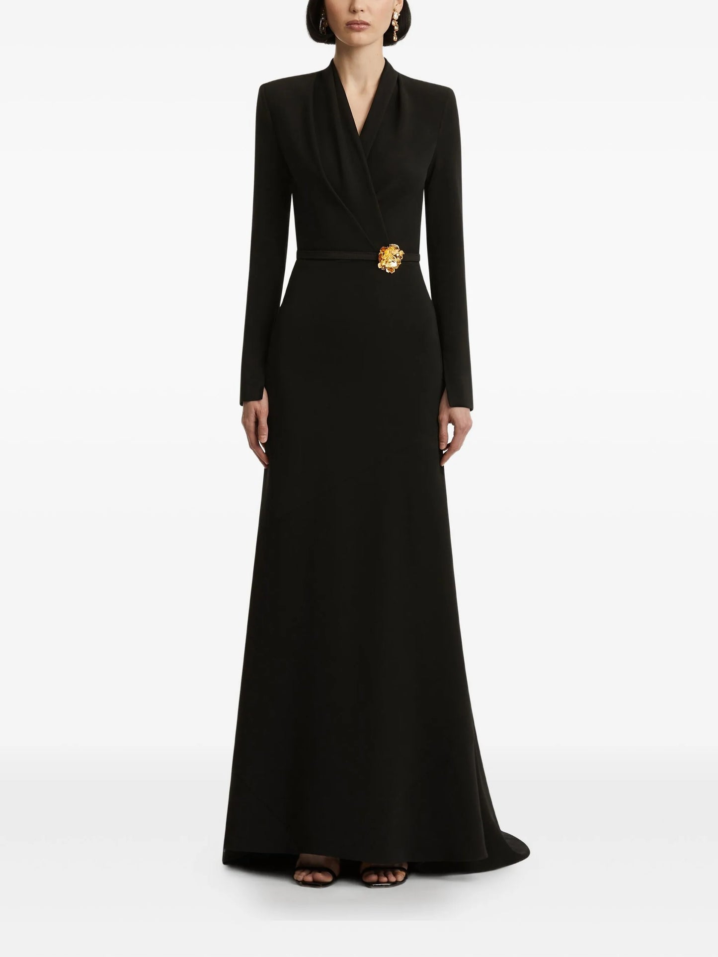 floral-embellished belted gown