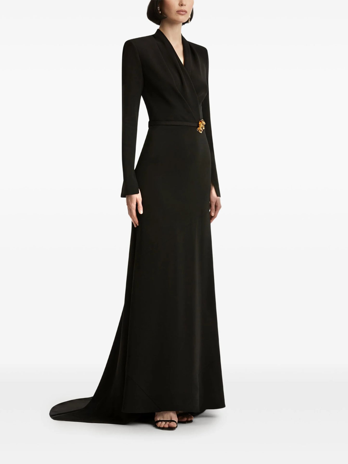 floral-embellished belted gown